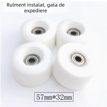 Patine quad cu două rânduri de roți, roți PU 90A, rulare silențioasă