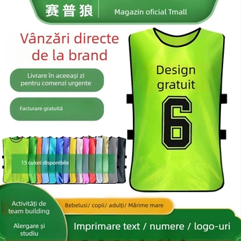 Sepwolf Uniforme de echipă pentru fotbal cu logo și veste numerotate, model monocrom, pentru copii 5–18 ani, destinat antrenamentelor și activităților de grup