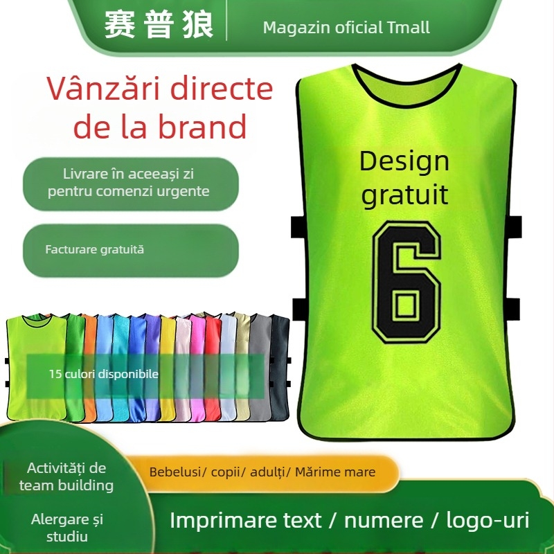 Sepwolf Uniforme de echipă pentru fotbal cu logo și veste numerotate, model monocrom, pentru copii 5–18 ani, destinat antrenamentelor și activităților de grup
