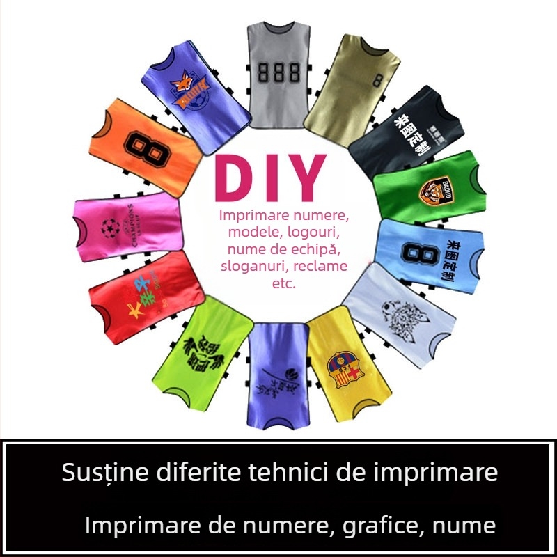 Sepwolf Uniforme de echipă pentru fotbal cu logo și veste numerotate, model monocrom, pentru copii 5–18 ani, destinat antrenamentelor și activităților de grup