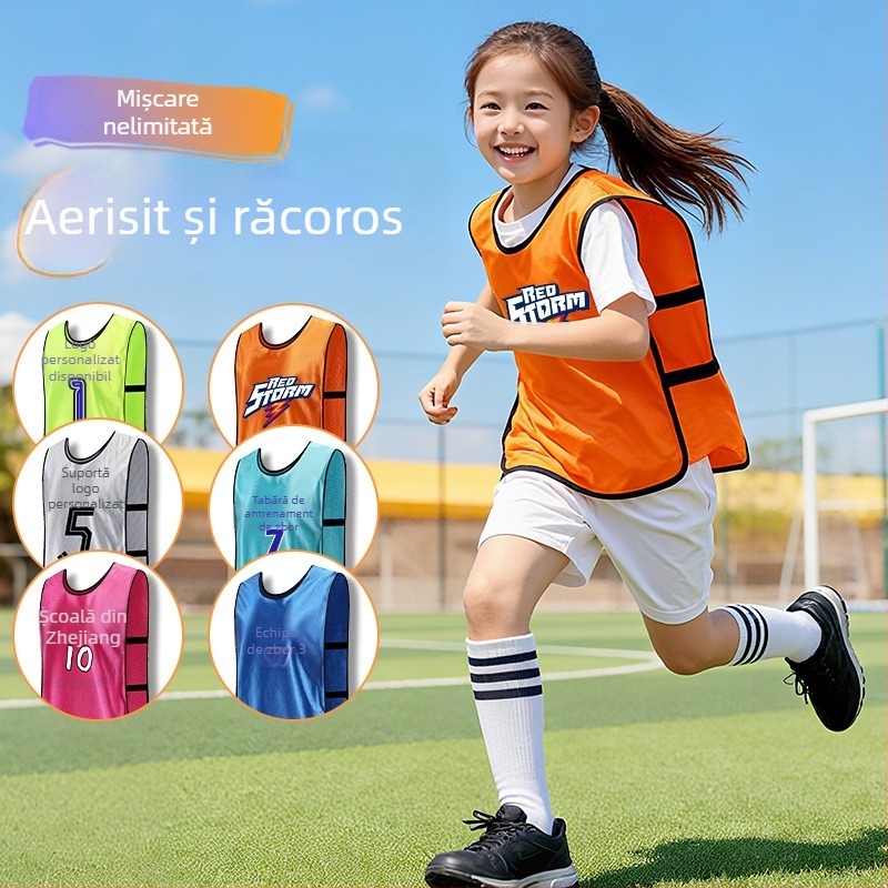 Vestă de antrenament pentru copii – material prietenos cu pielea, uscare rapidă, model monocrom, pentru antrenamente în echipă