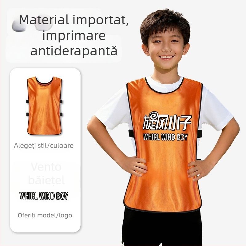 Vestă de antrenament pentru copii – material prietenos cu pielea, uscare rapidă, model monocrom, pentru antrenamente în echipă