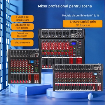 Mixer DJ cu 8 canale, 6 canale cu reverb, USB și Bluetooth