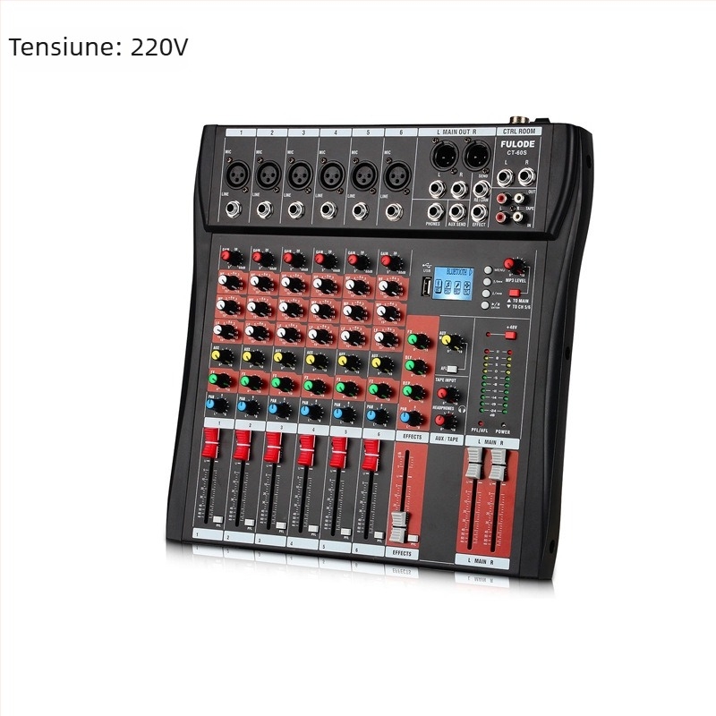 Mixer DJ cu 8 canale, 6 canale cu reverb, USB și Bluetooth