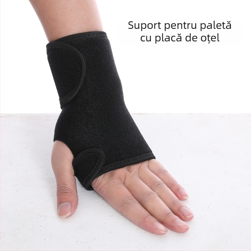 Brățară pentru încheietura mâinii cu placă metalică de susținere și protector reglabil al palmei pentru schi și patinaj