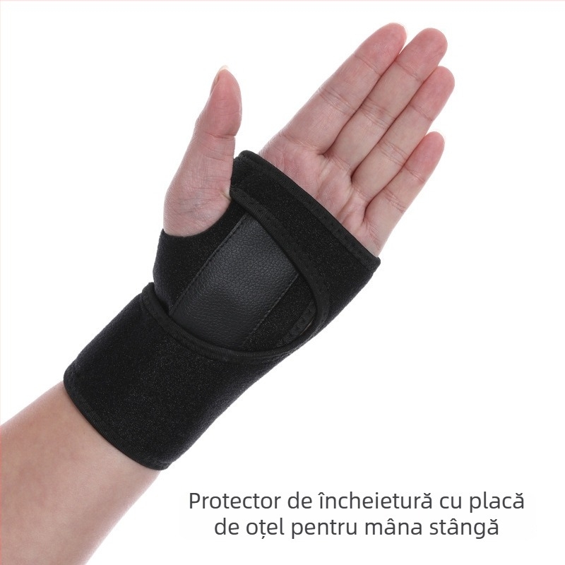 Brățară pentru încheietura mâinii cu placă metalică de susținere și protector reglabil al palmei pentru schi și patinaj