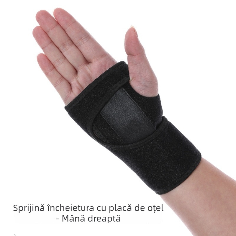 Brățară pentru încheietura mâinii cu placă metalică de susținere și protector reglabil al palmei pentru schi și patinaj