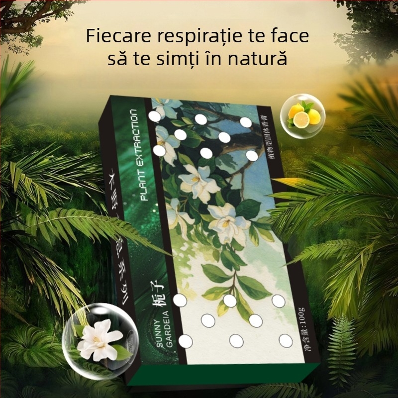 Balsam aromatizant auto – parfum floral (gardenie, ocean, cologne), 100 g, evaporare 61–90 zile, montaj pe scaun, decorare, aromatizare, eliminare mirosuri