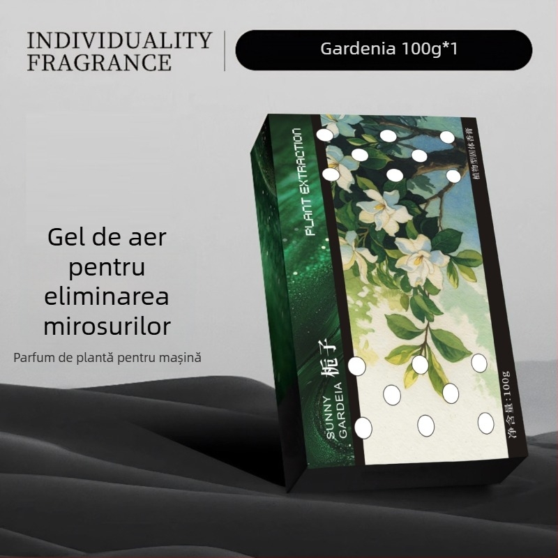 Balsam aromatizant auto – parfum floral (gardenie, ocean, cologne), 100 g, evaporare 61–90 zile, montaj pe scaun, decorare, aromatizare, eliminare mirosuri