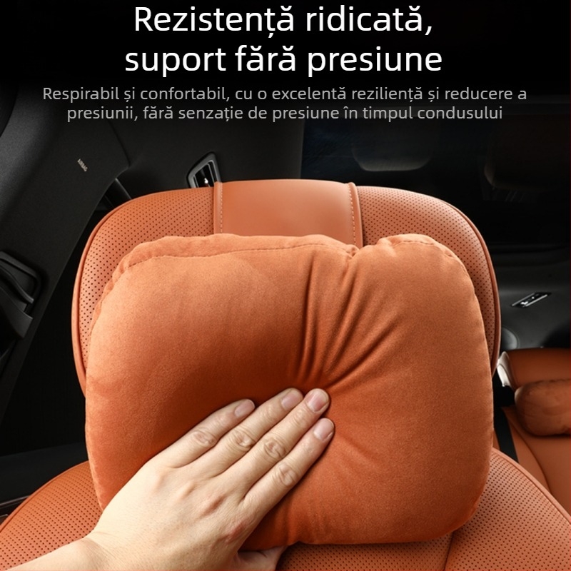 Perne auto pentru gât cu suport lombar, material velur, personalizare disponibilă, stil minimalist, potrivire universală