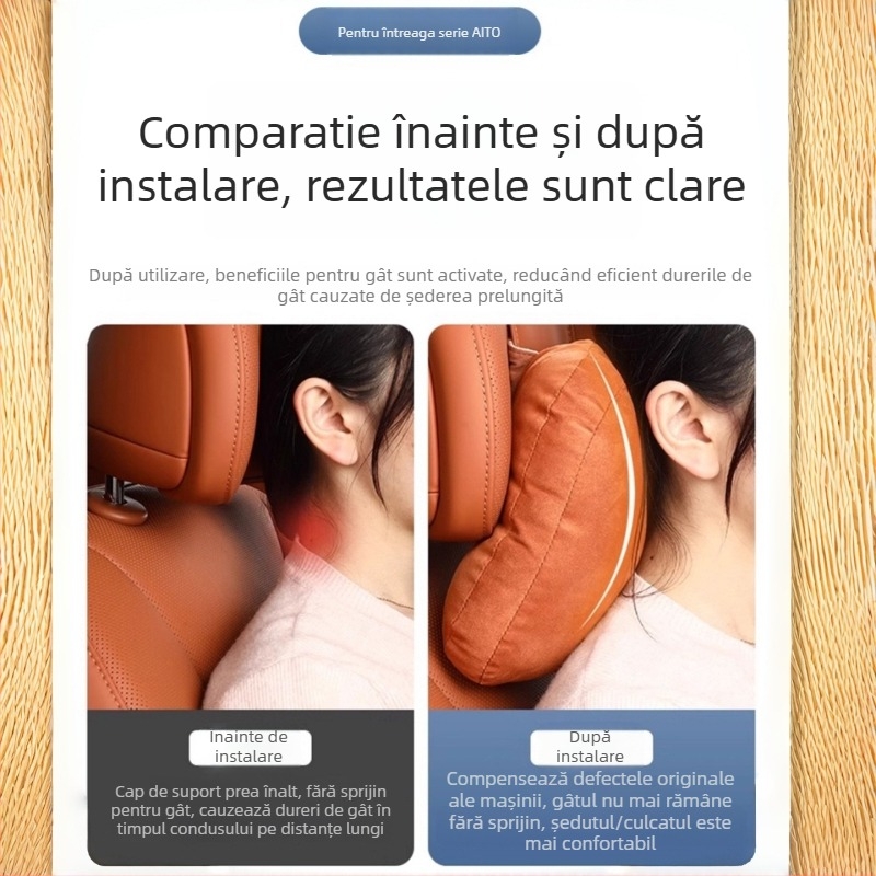 Perne auto pentru gât cu suport lombar, material velur, personalizare disponibilă, stil minimalist, potrivire universală