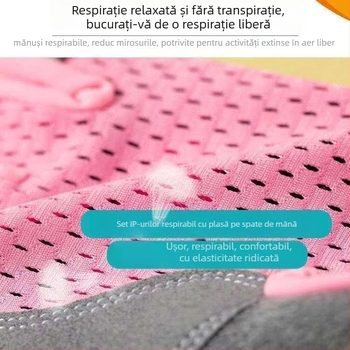 Mănuși pentru copii cu degete jumătate și plasă în formă de fluture – antialunecare, poliester, unisex, pentru ciclism și role, 4–12 ani