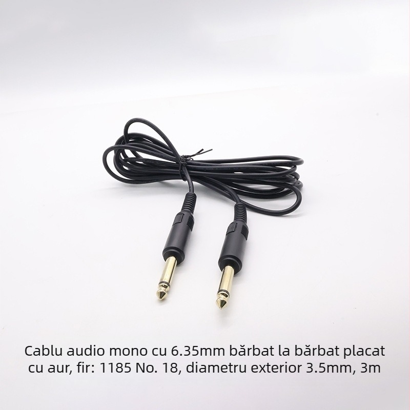 Cablu audio Kebolong de la 6,35 mm la 3,5 mm pentru chitară și microfon, înveliș PVC, ROHS conform, pentru audio și video