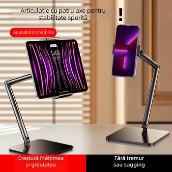 Suport de masă pentru telefon pentru streaming live – aliaj de aluminiu, sarcină maximă 2 kg, greutate 950 g, model 000865