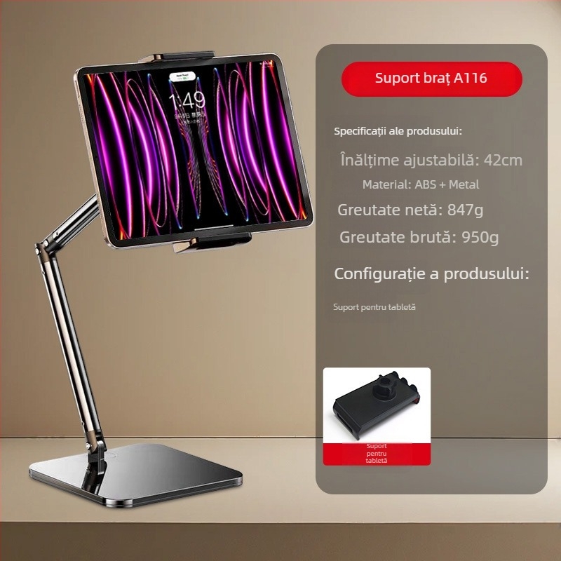 Suport de masă pentru telefon pentru streaming live – aliaj de aluminiu, sarcină maximă 2 kg, greutate 950 g, model 000865