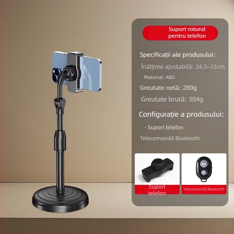 Suport de masă pentru telefon pentru streaming live – aliaj de aluminiu, sarcină maximă 2 kg, greutate 950 g, model 000865