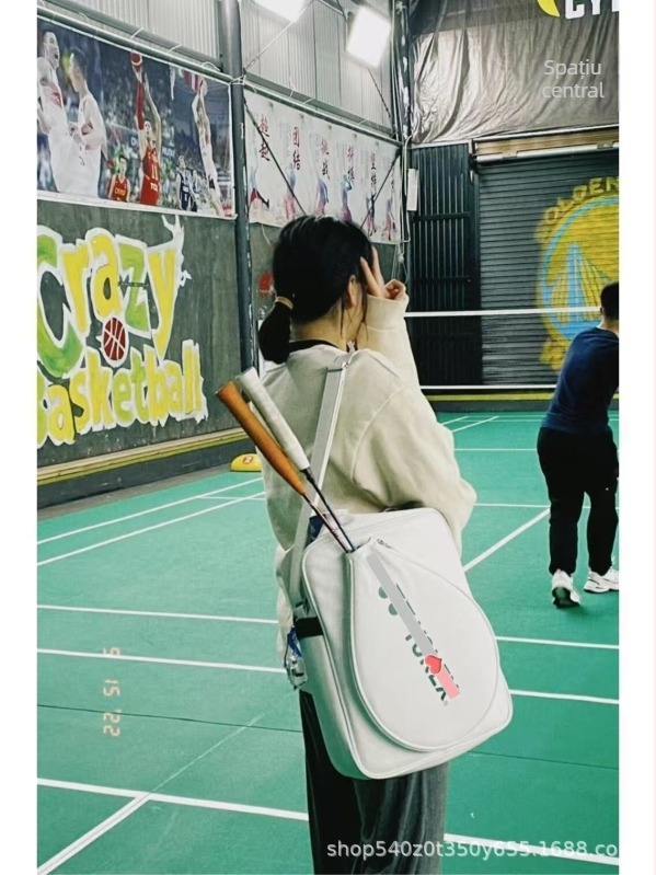 Geantă badminton cu capacitate mare, design crossbody; Material PU, țesătură impermeabilă; potrivită pentru badminton/tenis și tenis de masă