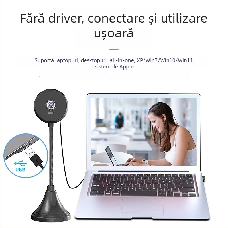 S60A Cameră laptop/desktop cu microfon încorporat — 4K (3840x2160), 60FPS, USB 2.0, Autofocus