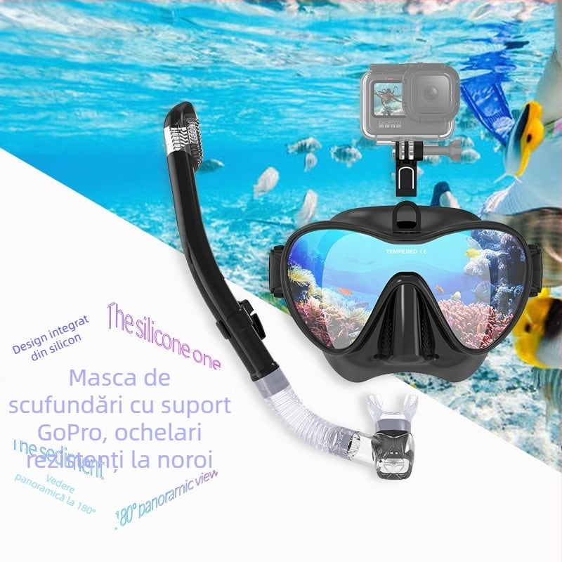 Set mască de scufundări și snorkel cu suport GoPro — silicon, Piccolo