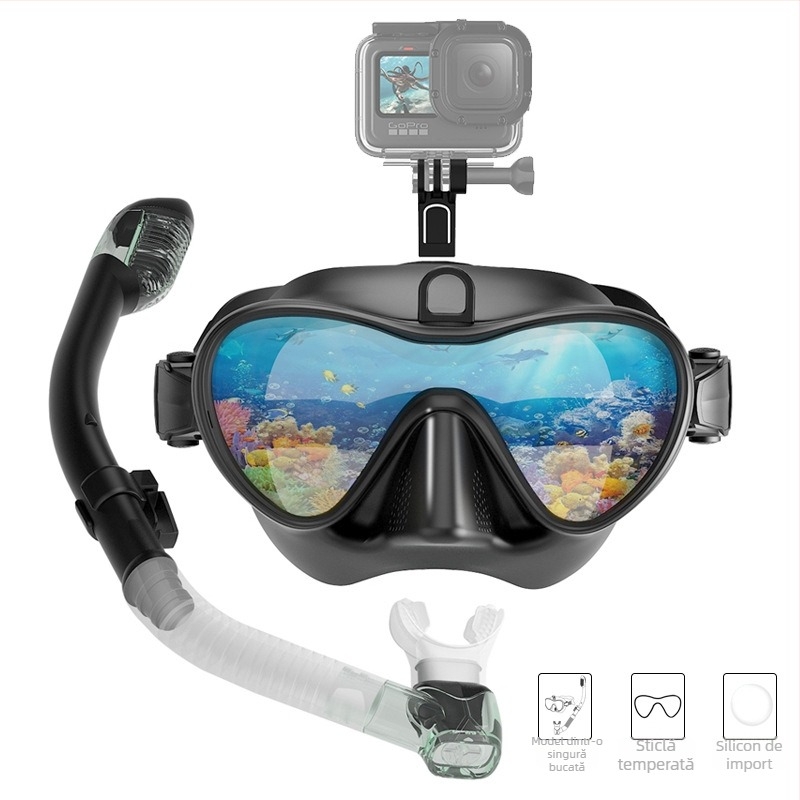 Set mască de scufundări și snorkel cu suport GoPro — silicon, Piccolo