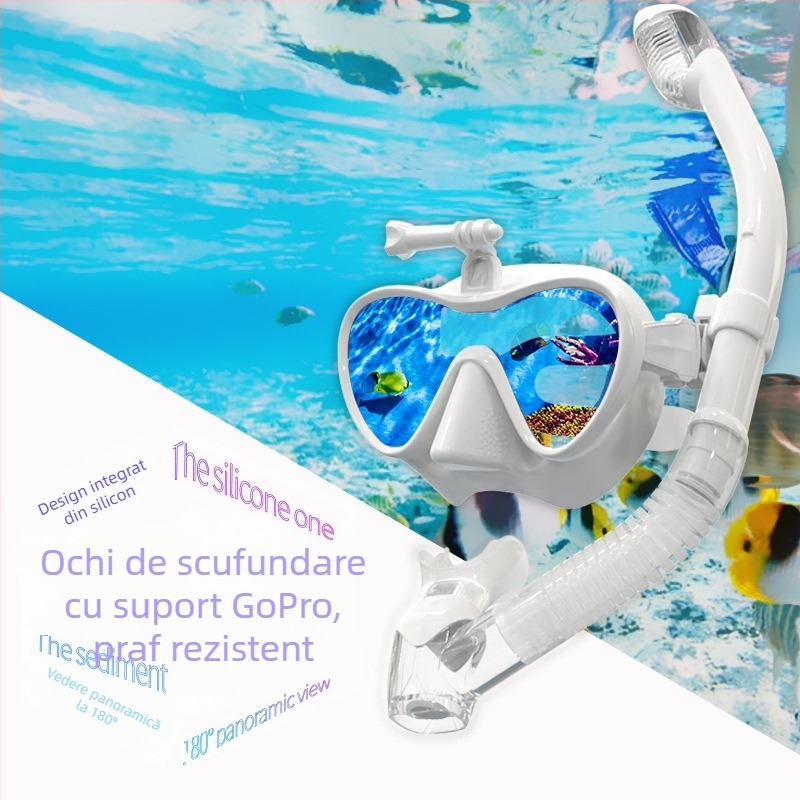Set mască de scufundări și snorkel cu suport GoPro — silicon, Piccolo
