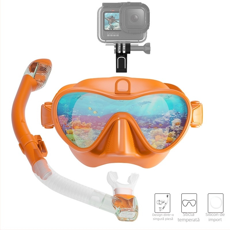 Set mască de scufundări și snorkel cu suport GoPro — silicon, Piccolo