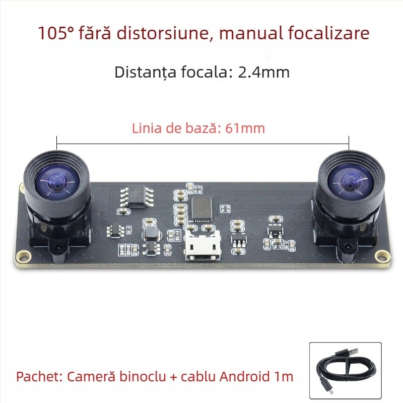 Modul cameră stereo, senzor 1.0MP, reconstrucție 3D și recunoaștere facială, detecție adâncime, USB 2.0 fără driver, 30FPS