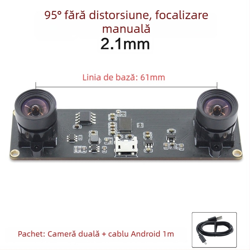 Modul cameră stereo, senzor 1.0MP, reconstrucție 3D și recunoaștere facială, detecție adâncime, USB 2.0 fără driver, 30FPS