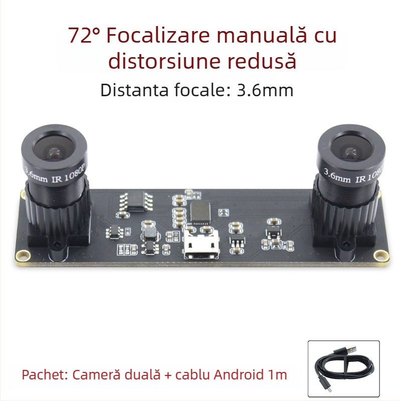 Modul cameră stereo, senzor 1.0MP, reconstrucție 3D și recunoaștere facială, detecție adâncime, USB 2.0 fără driver, 30FPS