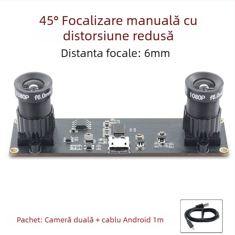 Modul cameră stereo, senzor 1.0MP, reconstrucție 3D și recunoaștere facială, detecție adâncime, USB 2.0 fără driver, 30FPS