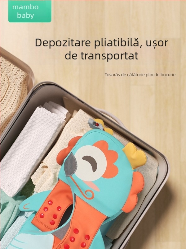 Mambobaby inel de înot subraț cu model Totoro, reglabil, fără aer, pentru copii de la 3 luni la 6 ani