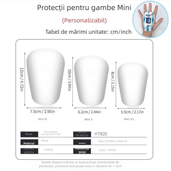 Protecții pentru tibie pentru copii – mini fotbal, inserție îngroșată, material PU, personalizabile