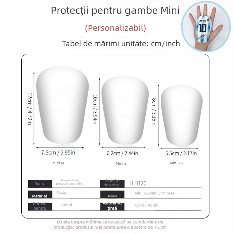 Protecții pentru tibie pentru copii – mini fotbal, inserție îngroșată, material PU, personalizabile