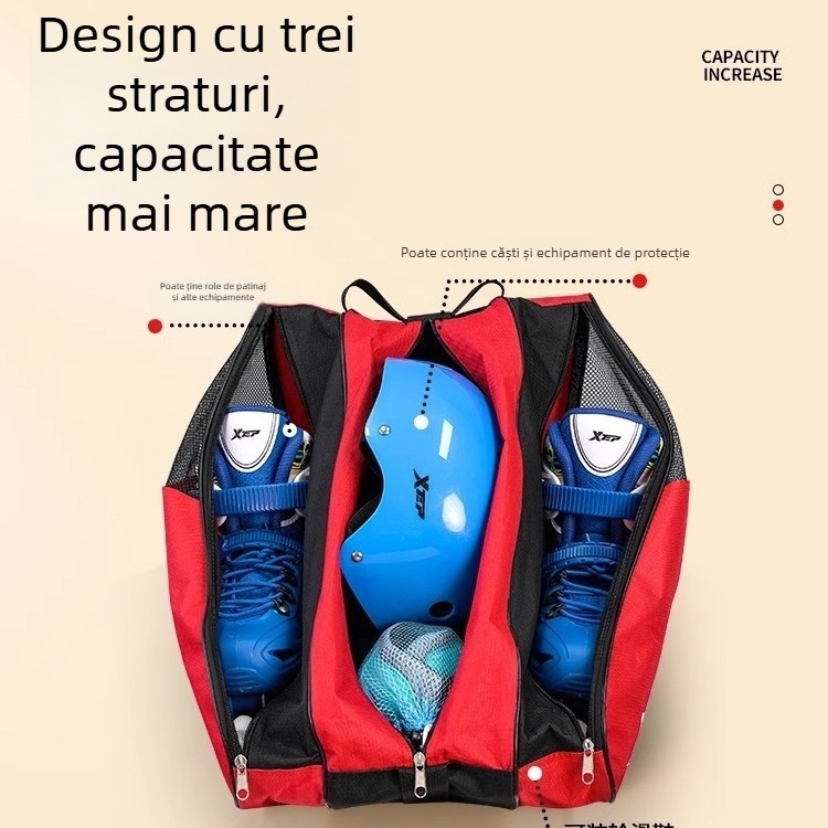 Geantă de depozitare Guipishi pentru role - trei straturi, capacitate mare, universală, potrivită pentru role și patine cu lamă