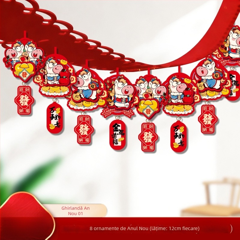 Decor pentru sală – pandantive cu ponei în stil desen animat, din hârtie și panglică, pentru festivalul de primăvară