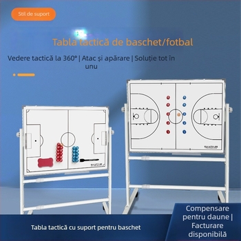 Tablă tactică magnetică pliabilă pentru baschet și fotbal, cu suport, față dublă, cadru din aliaj de aluminiu, cod zjszsb-001