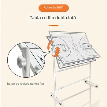 Tablă tactică magnetică pliabilă pentru baschet și fotbal, cu suport, față dublă, cadru din aliaj de aluminiu, cod zjszsb-001