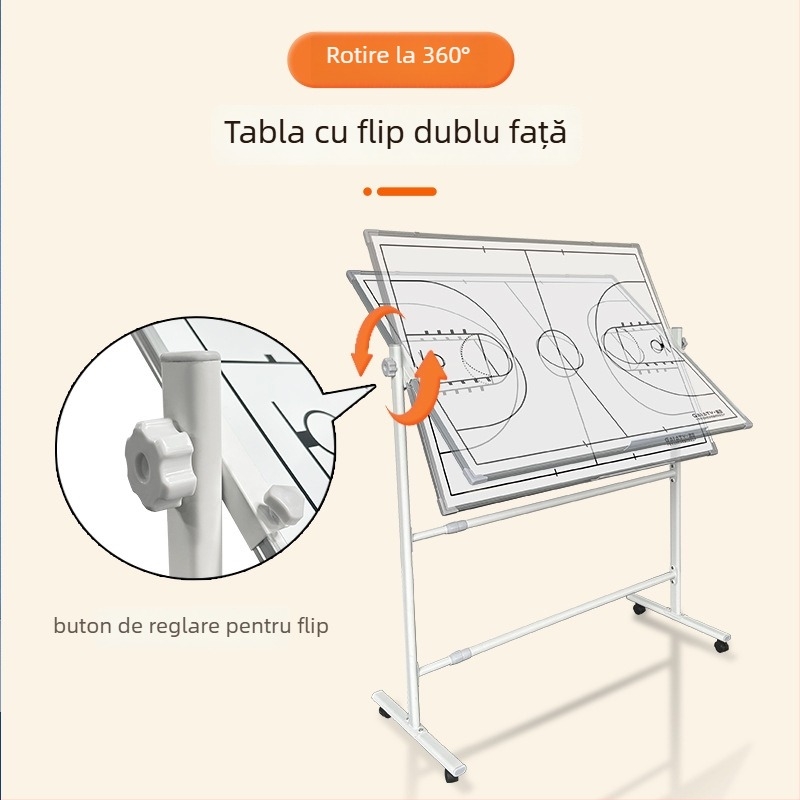 Tablă tactică magnetică pliabilă pentru baschet și fotbal, cu suport, față dublă, cadru din aliaj de aluminiu, cod zjszsb-001