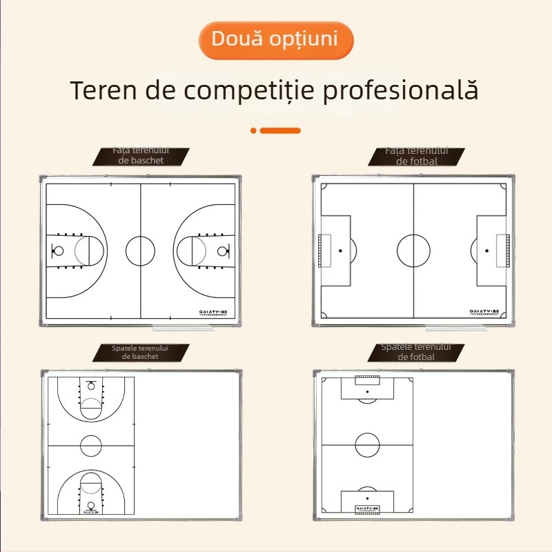 Tablă tactică magnetică pliabilă pentru baschet și fotbal, cu suport, față dublă, cadru din aliaj de aluminiu, cod zjszsb-001