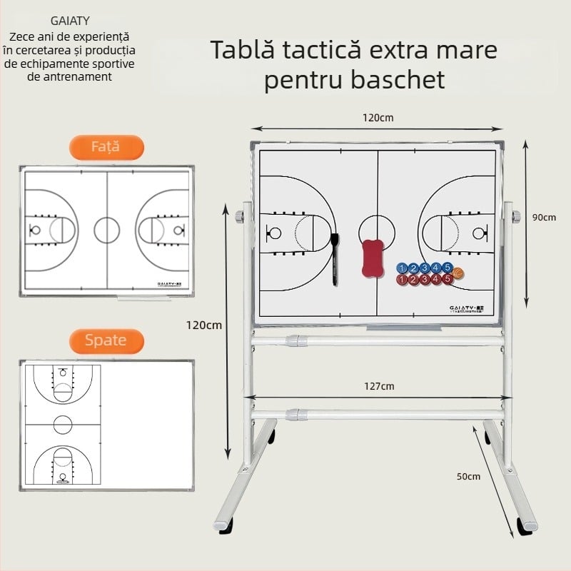 Tablă tactică magnetică pliabilă pentru baschet și fotbal, cu suport, față dublă, cadru din aliaj de aluminiu, cod zjszsb-001