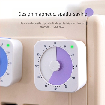 Cronometru magnetic vizual pentru autodisciplina elevilor și gestionarea studiului, cuarț alimentat cu baterii, design pătrat