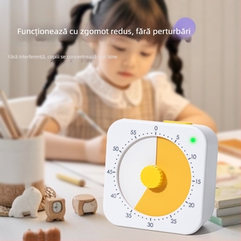 Cronometru magnetic vizual pentru autodisciplina elevilor și gestionarea studiului, cuarț alimentat cu baterii, design pătrat