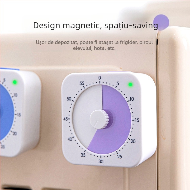 Cronometru magnetic vizual pentru autodisciplina elevilor și gestionarea studiului, cuarț alimentat cu baterii, design pătrat