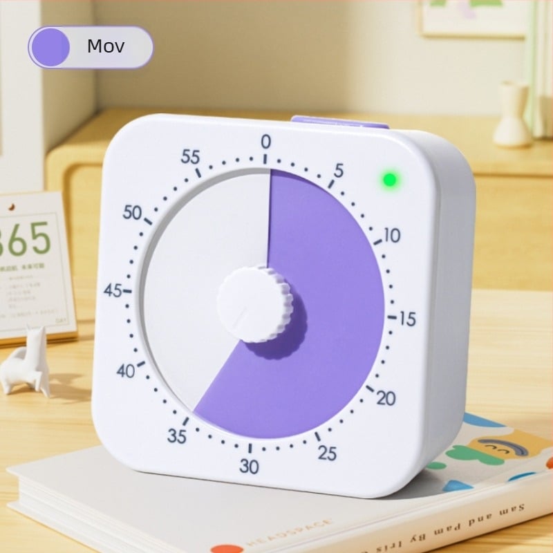 Cronometru magnetic vizual pentru autodisciplina elevilor și gestionarea studiului, cuarț alimentat cu baterii, design pătrat