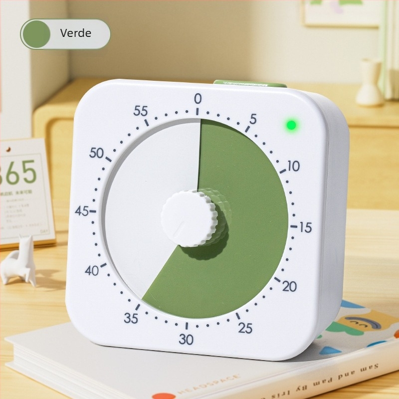 Cronometru magnetic vizual pentru autodisciplina elevilor și gestionarea studiului, cuarț alimentat cu baterii, design pătrat