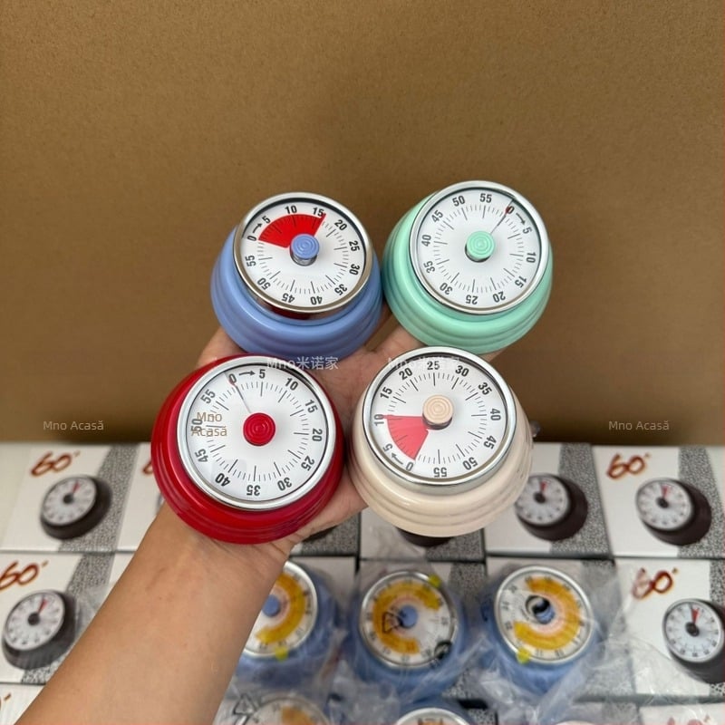 Cronometru magnetic mecanic de bucătărie cu gestionare vizuală a timpului, alarmă și numărătoare inversă; afișaj: indicator + digital; carcasă PP