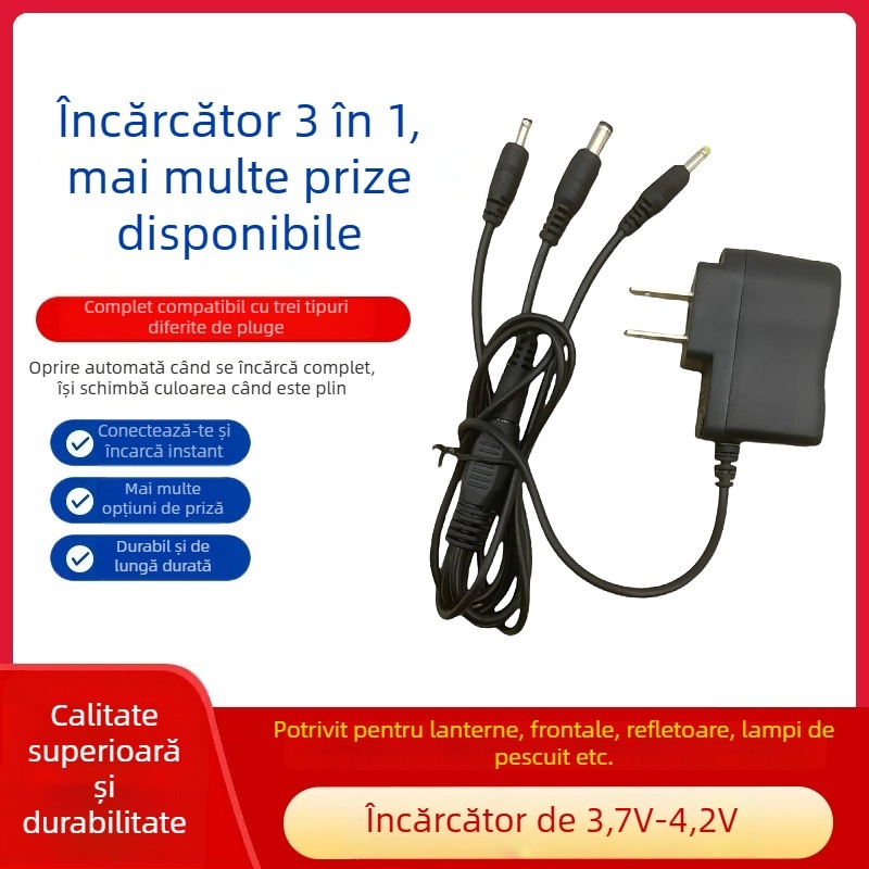 Încărcător pentru far frontal cu ieșire 1–3, acționat manual, reîncărcabil, carcasă din plastic, potrivit pentru scufundări, drumeții și camping