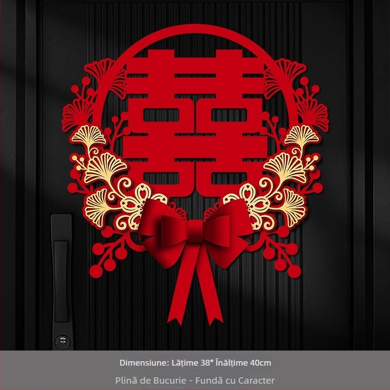 Sticker de nuntă pentru uși și ferestre, cu simbolul fericirii duble, din material nețesut gros, brand Orange nuo yibai, nu este importat