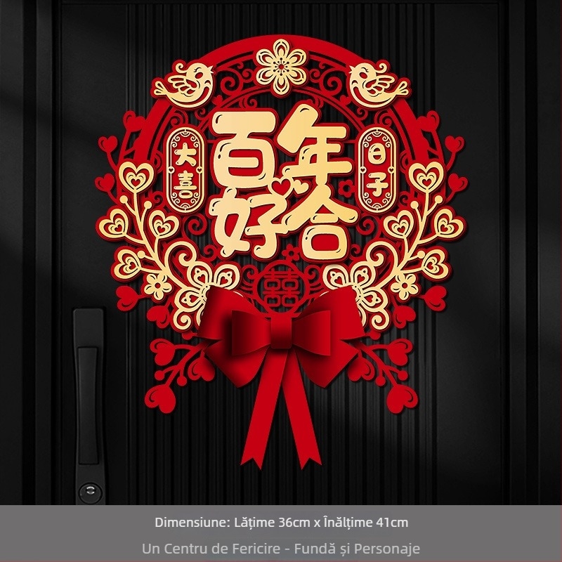 Sticker de nuntă pentru uși și ferestre, cu simbolul fericirii duble, din material nețesut gros, brand Orange nuo yibai, nu este importat