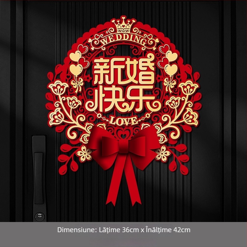 Sticker de nuntă pentru uși și ferestre, cu simbolul fericirii duble, din material nețesut gros, brand Orange nuo yibai, nu este importat